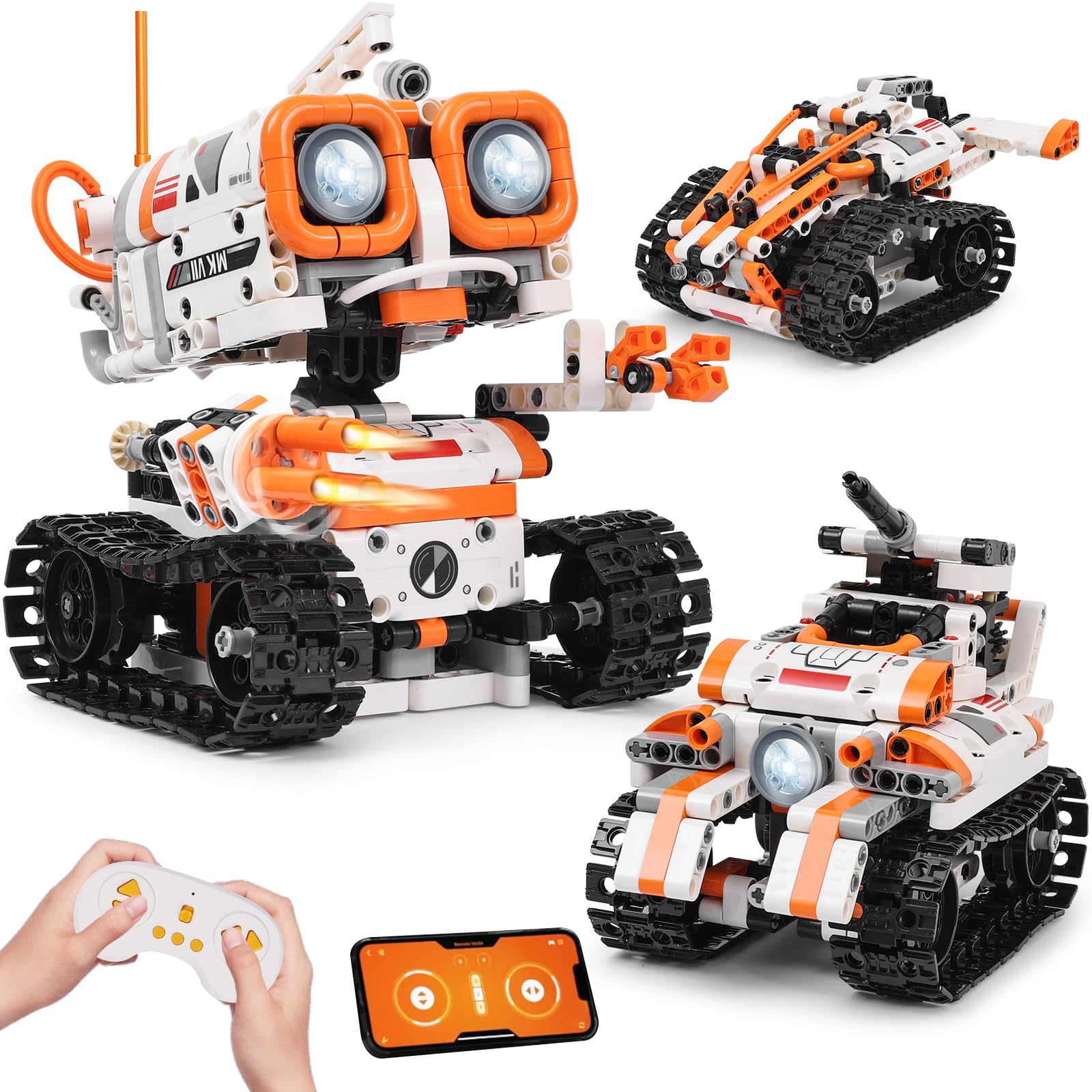 روبوت ذكي قابل للبرمجة STEM Robot Tank Building Kit مع تحكم عبر الهاتف