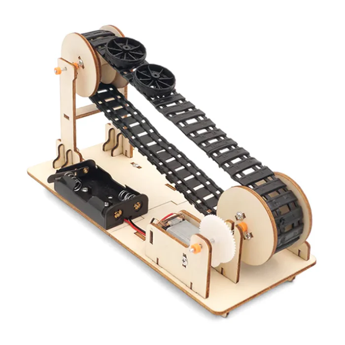 ناقل حركة خشبي تعليمي – Wooden Conveyor Machine STEM Kit
