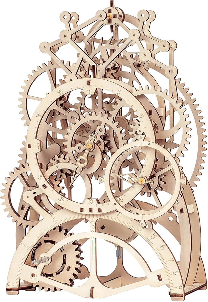 ساعة ميكانيكية خشبية – Wooden Mechanical Clock STEM Kit